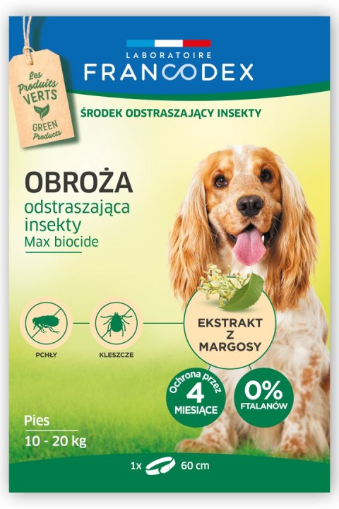 Obroża dla średnich psów od 10 kg do 20 kg odstraszająca insekty - 4 miesiące ochrony